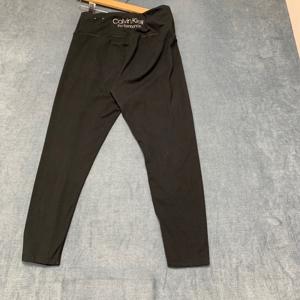Calvin‎ Klein Performance Stretch Leggings Womens Large Black Graphic Logo Yoga